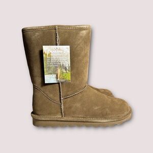 Bearpaw Women's Ella Short Booties Loden Suede Shearling Lined Winter Size 8.5
